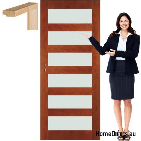 Porta in legno con telaio vetrato NV7 90