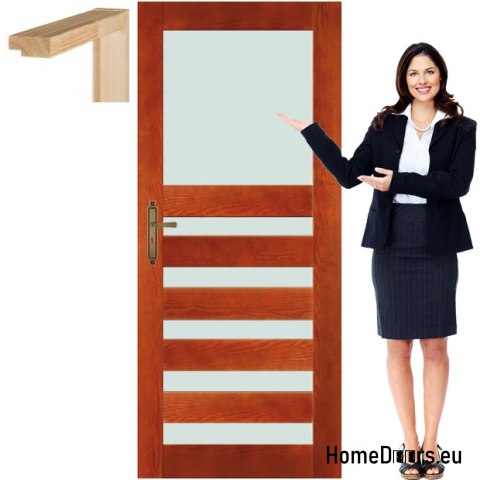 Porta in legno con telaio in vetro colorato CR6 60