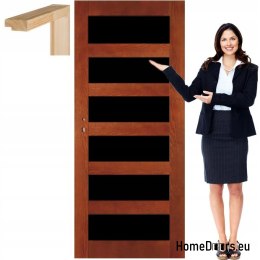 Porta in legno con telaio vetrato NV7 80