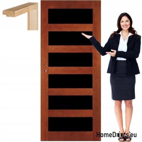 Porta in legno con telaio vetrato NV7 80