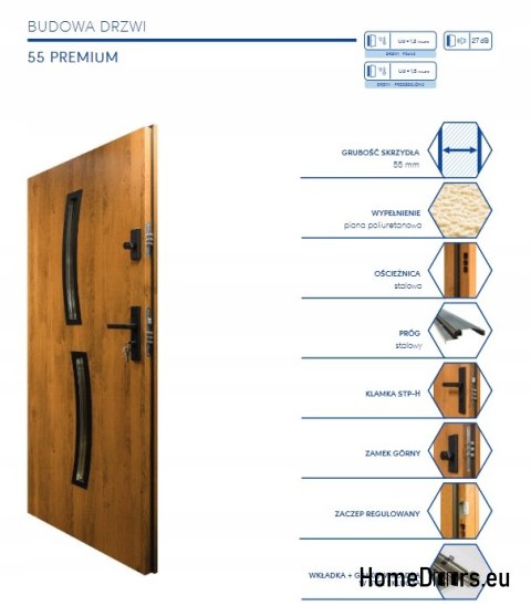 Porte esterne T53 80 55MM Warm Ud=1,5 Porte esterne T53 80 55MM Warm Ud=1,5