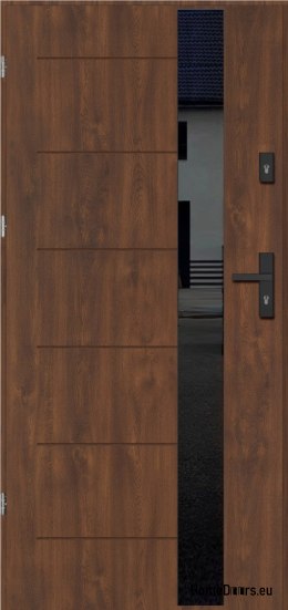 Porta esterna BORNHOLM CON VETRO NERO SPESSORE caldo 70mm, OFF-the-SHELF, 90 L