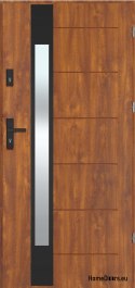 Porta da esterno LAUSANNE NERO con specchio, SPESSORE caldo 72mm, OFF-the-SHELF, 90 P