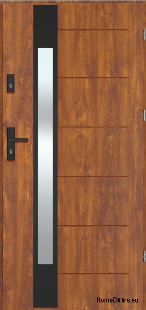 Porta da esterno LAUSANNE NERO con specchio, SPESSORE caldo 72mm, OFF-the-SHELF, 90 P Porta da esterno LAUSANNE NERO con specchio, SPESSORE caldo 72mm, OFF-the-SHELF, 90 P