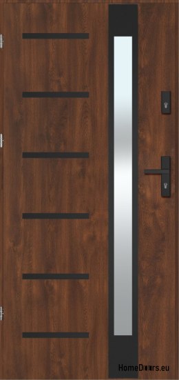 Porta da esterno REMO BLACK con specchio, SPESSORE caldo 70mm, OFF-the-SHELF, 90 L
