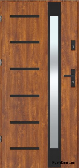 Porta da esterno REMO BLACK con specchio, SPESSORE caldo 70mm, OFF-the-SHELF, 90 L