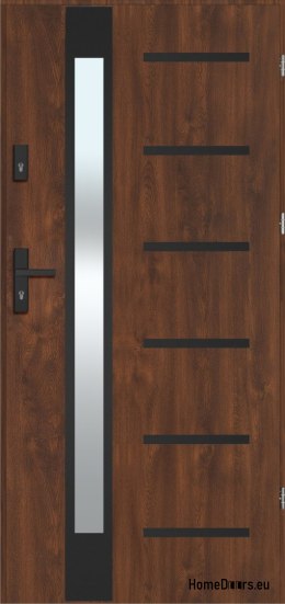 Porta da esterno REMO BLACK con specchio, SPESSORE caldo 70mm, OFF-the-SHELF, 90 P