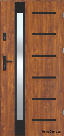 Porta da esterno REMO BLACK con specchio, SPESSORE caldo 70mm, OFF-the-SHELF, 90 P