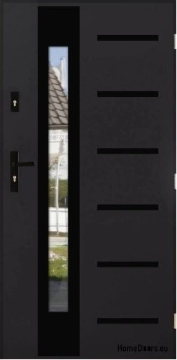 Porta da esterno REMO BLACK con specchio, SPESSORE caldo 70mm, OFF-the-SHELF, 90 P