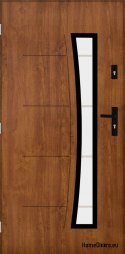 Robusta porta esterna con vetro 55mm POP 02 80 sinistra rovere dorato