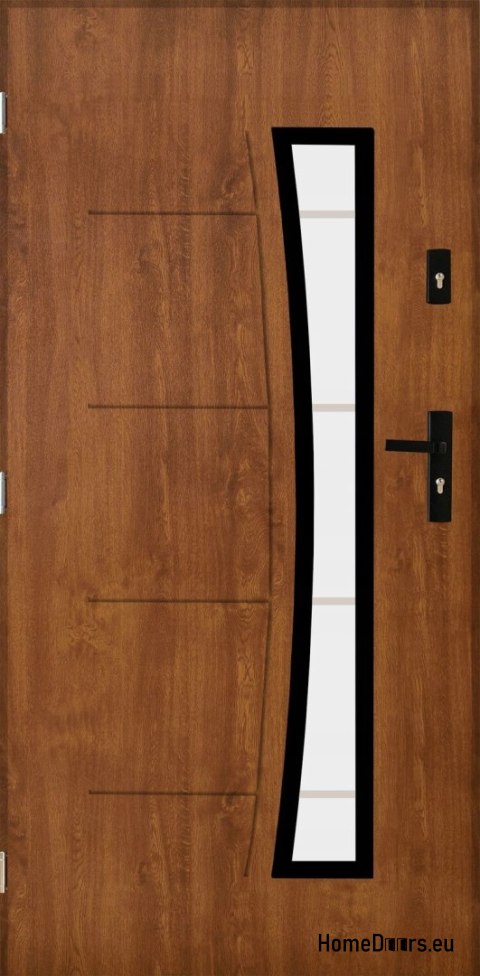 Robusta porta esterna con vetro 55mm POP 02 80 sinistra rovere dorato