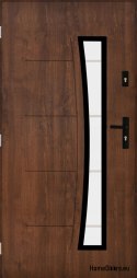 Robusta porta esterna con vetro 55mm POP 02 90 sinistra noce