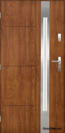 Porta Esterna in Acciaio Lucido 55mm Sonata 03 90 Sinistra Rovere Dorato
