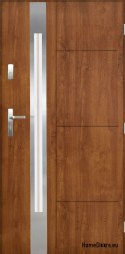 Porta Esterna in Acciaio Lucido 55mm Sonata 03 90 Destra Rovere Dorato