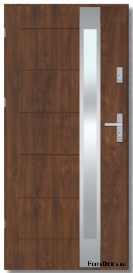 Porta da esterno BREMA INOX con specchio unidirezionale, SPESSORE 70mm, PRONTA ALL'USO, 90 L