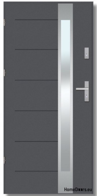 Porta da esterno BREMA INOX con specchio unidirezionale, SPESSORE 70mm, PRONTA ALL'USO, 90 L