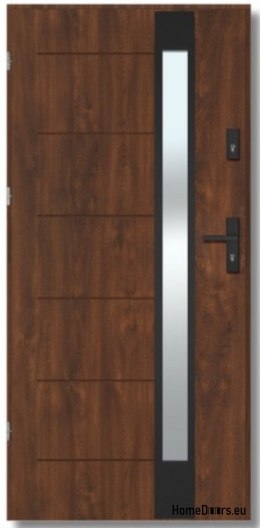 Porta da esterno BREMA NERO con specchio unidirezionale, SPESSORE 70mm, OFF-the-SHELF, 90 L