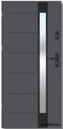 Porta da esterno BREMA NERO con specchio unidirezionale, SPESSORE 70mm, OFF-the-SHELF, 90 L