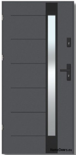 Porta da esterno BREMA NERO con specchio unidirezionale, SPESSORE 70mm, OFF-the-SHELF, 90 L