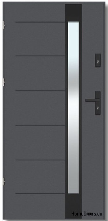 Porta da esterno BREMA NERO con specchio unidirezionale, SPESSORE 70mm, OFF-the-SHELF, 90 L