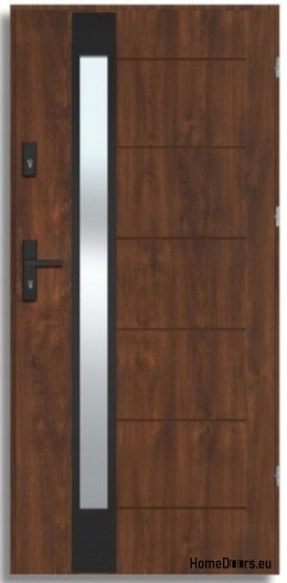 Porta da esterno BREMA NERO con specchio unidirezionale, SPESSORE 70mm, OFF-the-SHELF, 90 P