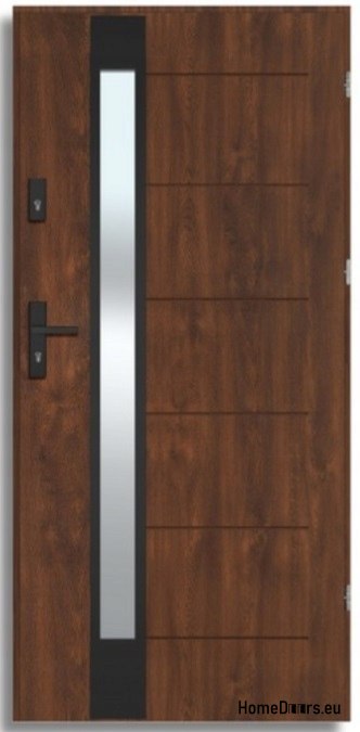 Porta da esterno BREMA NERO con specchio unidirezionale, SPESSORE 70mm, OFF-the-SHELF, 90 P