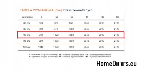 Porta esterna in legno Almeria 68 mm caldo 90 Noce sinistro, DISPONIBILE