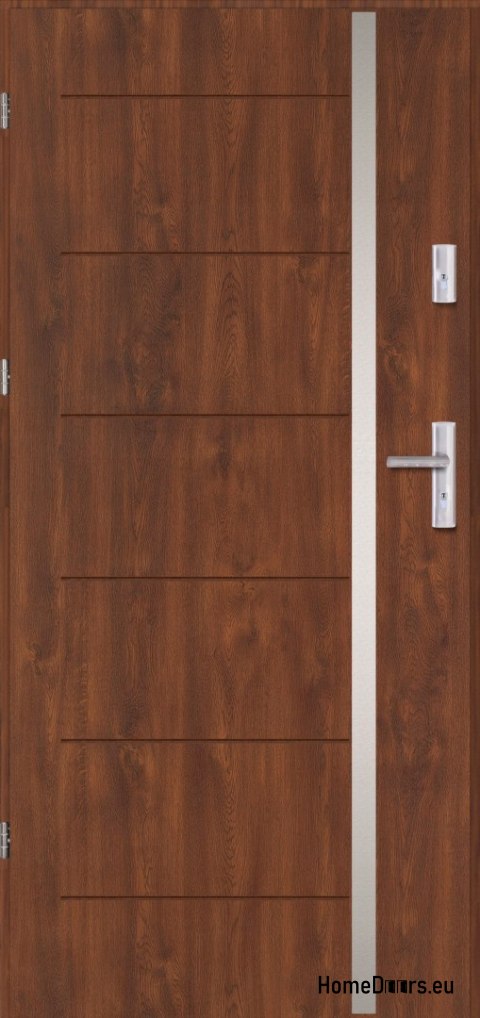 Drzwi zewnętrzne CENTO z ramką inox GRUBE ciepłe 70mm OD RĘKI 90 L orzech Drzwi zewnętrzne CENTO z ramką inox GRUBE ciepłe 70mm OD RĘKI 90 L orzech