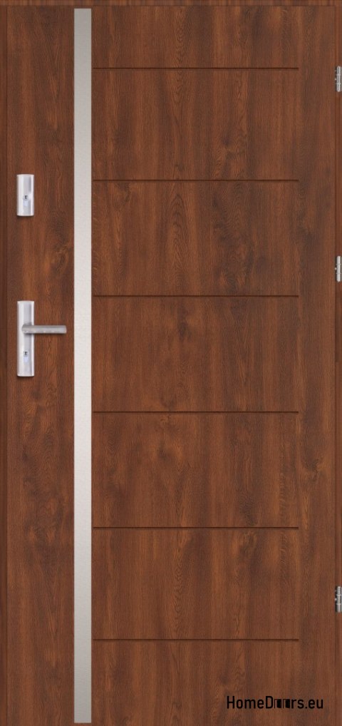Drzwi zewnętrzne CENTO z ramką inox GRUBE ciepłe 70mm OD RĘKI 90 P orzech Drzwi zewnętrzne CENTO z ramką inox GRUBE ciepłe 70mm OD RĘKI 90 P orzech