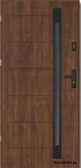 Porte esterne in acciaio NARVIK BLACK 56 mm, OFF-the-SHELF, 90 L noce