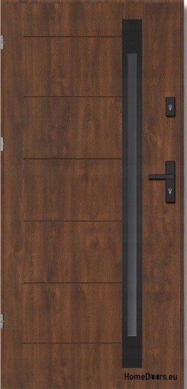 Porte esterne in acciaio NARVIK BLACK 56 mm, OFF-the-SHELF, 90 L noce