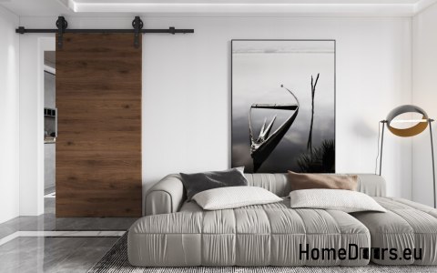 Porta scorrevole montata a parete 90 ALFA LOFT A 04 Walnut 95 + Sistema scorrevole