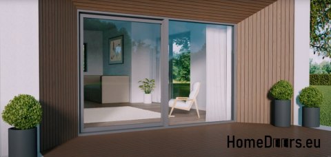 Porta scorrevole con balcone HSL 200 x 210 cm Bianco a destra caldo