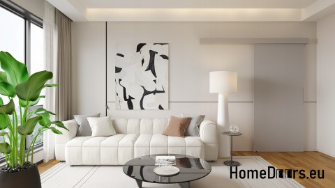 Sistema scorrevole a porta 70 montato a parete ALFA oak wotan 74+