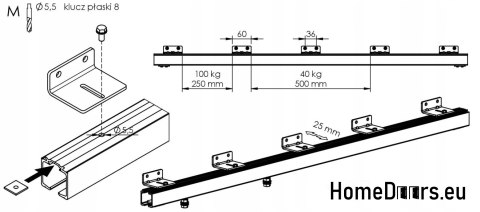 Sistema scorrevole a porta 70 montato a parete ALFA oak wotan 74+