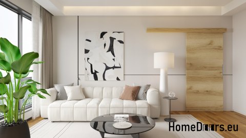 Porta scorrevole 80 ALFA grand oak 85 montata a parete + sistema scorrevole