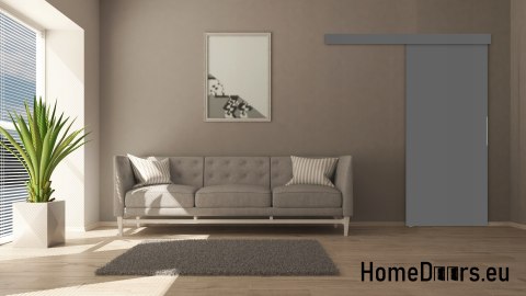 Sistema scorrevole a porta 90 in cemento ALFA 95+ montato a parete