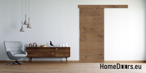 Porta scorrevole 90 ALFA oak lancelot 95 montata a parete + sistema scorrevole