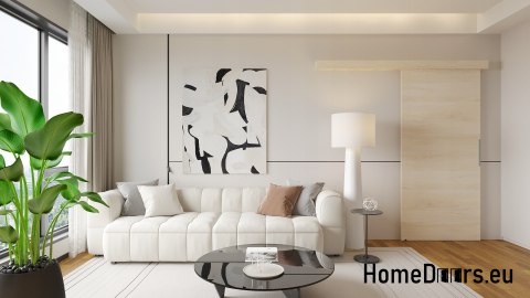 Porta scorrevole 90 ALFA oak lancelot 95 montata a parete + sistema scorrevole