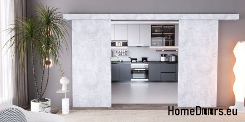 Drzwi przesuwne 140 naścienne ALFA LOFT 02 Beton 70 + system przesuwny
