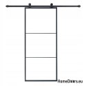 Porta scorrevole 90 Loft 3S FROST vetro nero vetro del latte + sistema