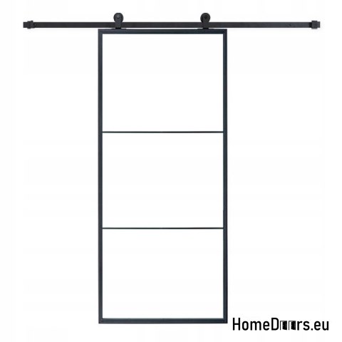 Porta scorrevole 90 Loft 3S FROST vetro nero vetro del latte + sistema