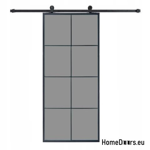 Porta scorrevole 90 Loft 8S BLACK vetro acciaio finestra nera a mano + sistema