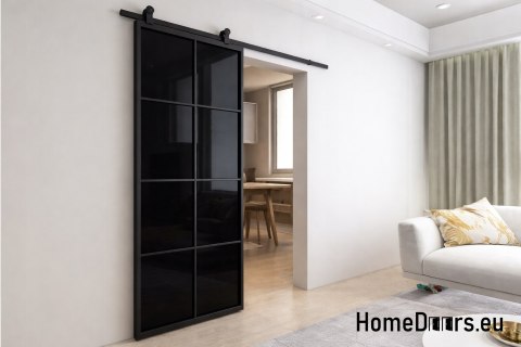 Porta scorrevole 90 Loft 8S BLACK vetro acciaio finestra nera a mano + sistema
