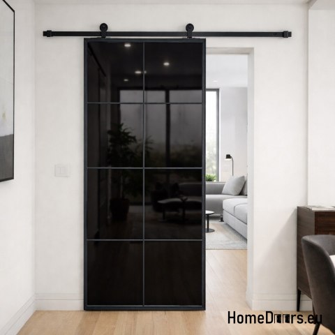 Porta scorrevole 90 Loft 8S BLACK vetro acciaio finestra nera a mano + sistema