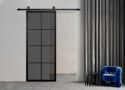 Porta scorrevole 90 Loft 8S BLACK vetro acciaio finestra nera a mano + sistema