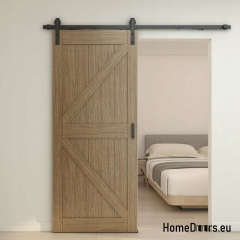 Porta scorrevole interna Baku 3.5 cm spessore 90 Loft rovere + sistema
