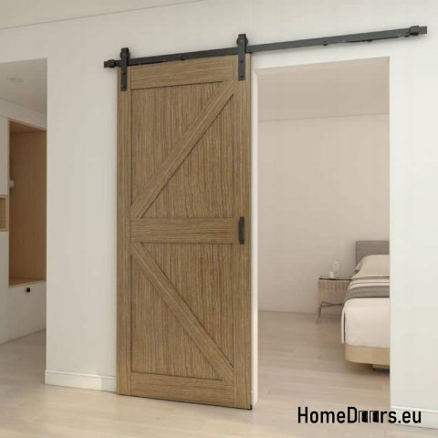 Porta scorrevole interna Baku 3.5 cm spessore 90 Loft rovere + sistema