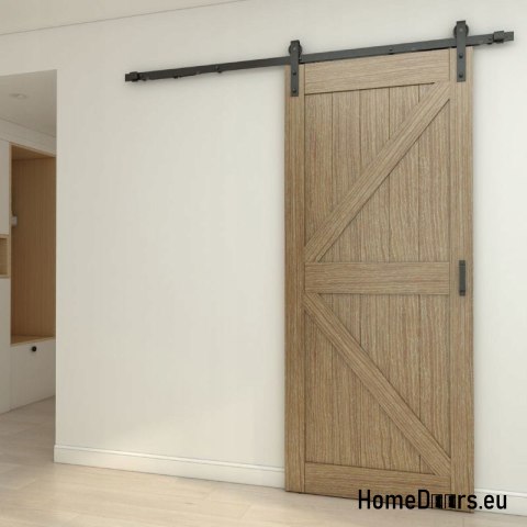 Porta scorrevole interna Baku 3.5 cm spessore 90 Loft rovere + sistema