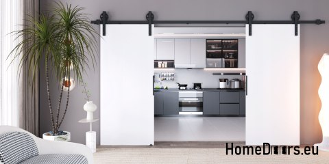 Drzwi przesuwne 110 naścienne ALFA LOFT 04 Białe 55 + system przesuwny